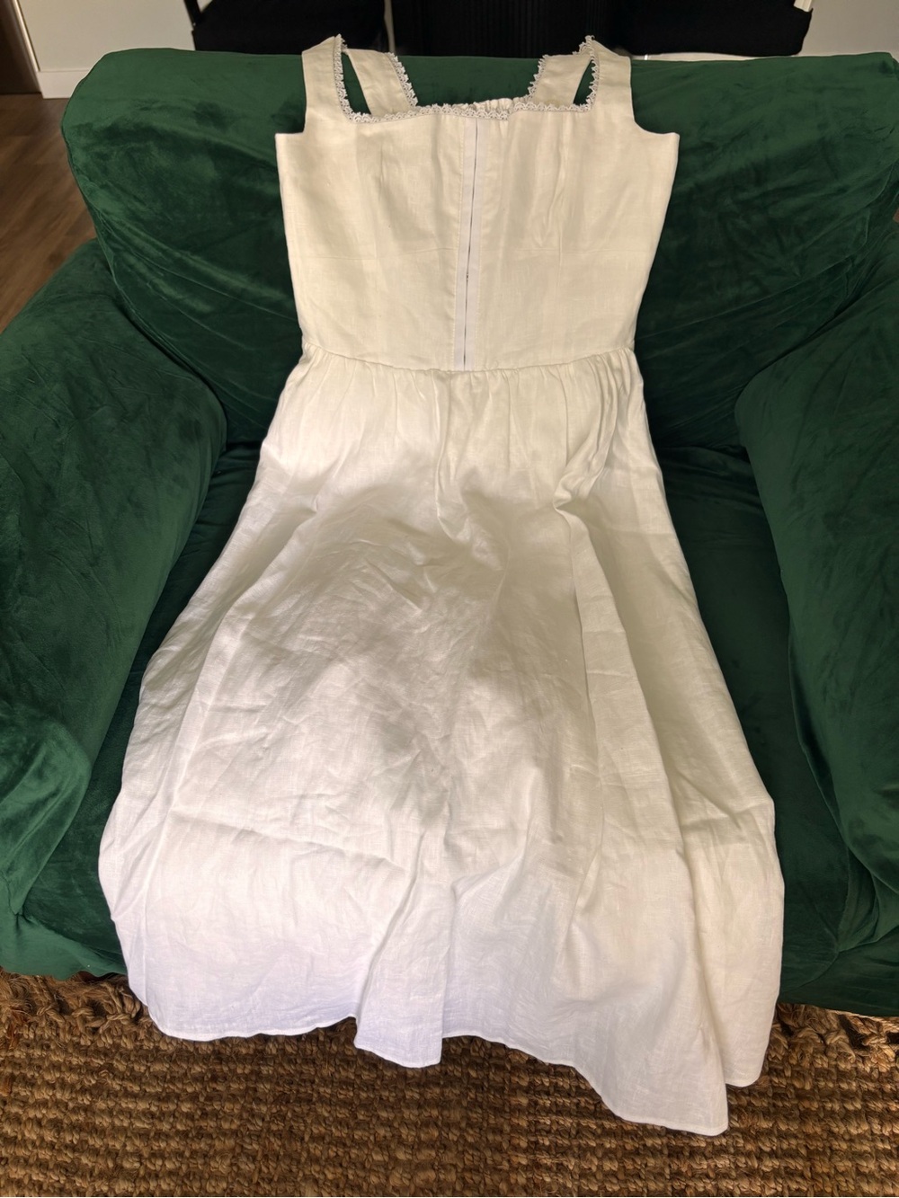 Reformation Tagliatelle White Off-the-Shoulder Linen Midi Dress - Picture 8 of 11